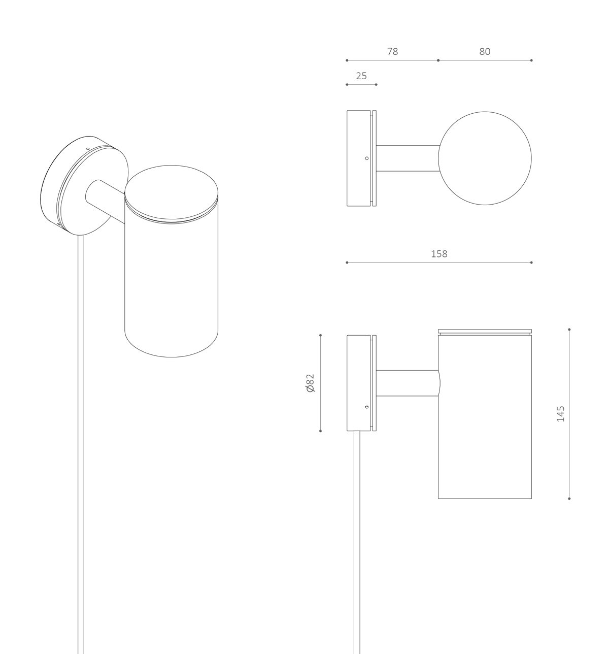 ELMAR L3 MINI ledning på flange tegning